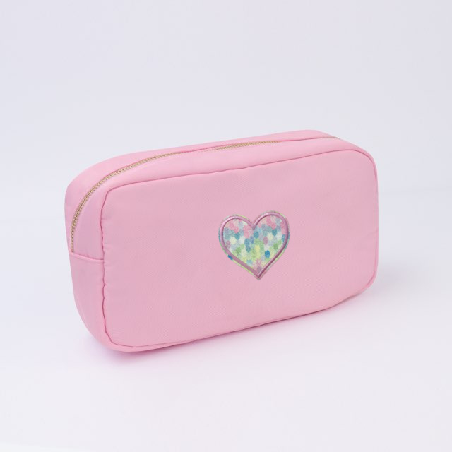 Baby Pink Large Nylon Bag with Heart