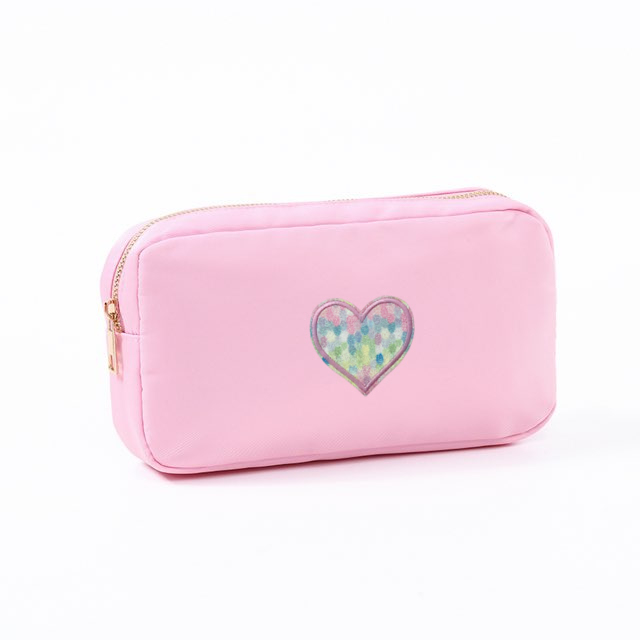 Baby Pink Medium Nylon Bag with Heart