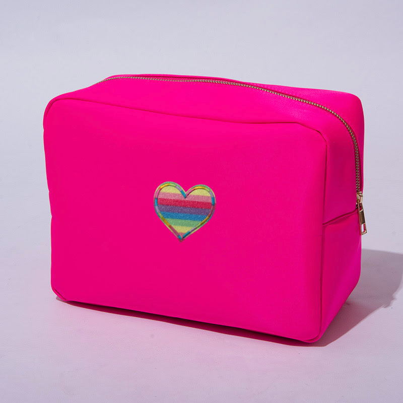 Hot Pink Extra Large Nylon Bag with Heart