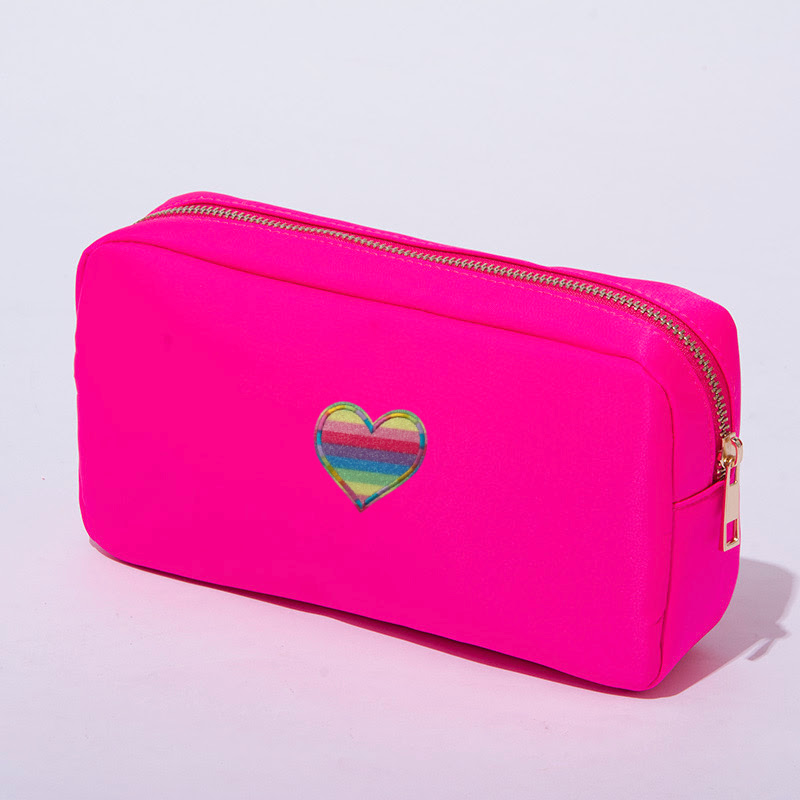 Hot Pink Large Nylon Bag with Heart